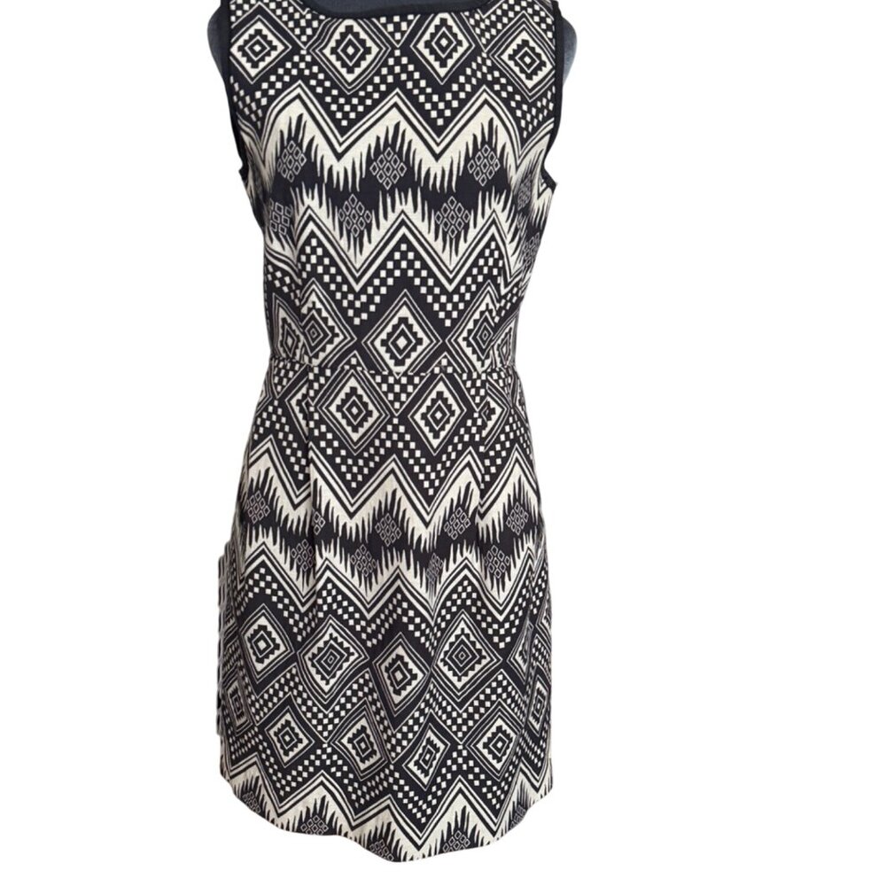 J.Crew Geometric Print Sleeveless Dress Size 8 Black & White